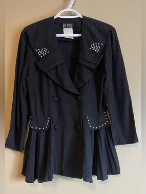 Vintage 80’s JR Petite Joseph Ribkoff Pearl Studded Peplum Union Made Blazer